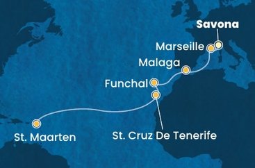 Itálie, Francie, Španělsko, Portugalsko, Svatý Martin ze Savony na lodi Costa Fascinosa