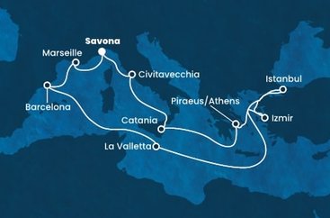 Itálie, Řecko, Turecko, Malta, Španělsko, Francie ze Savony na lodi Costa Diadema