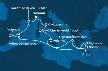 Itálie, Francie, Španělsko, Řecko ze Savony na lodi Costa Pacifica