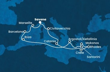 Itálie, Řecko, Španělsko, Francie ze Savony na lodi Costa Fortuna