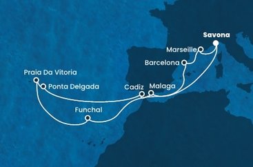 Itálie, Španělsko, Portugalsko, Francie ze Savony na lodi Costa Fortuna