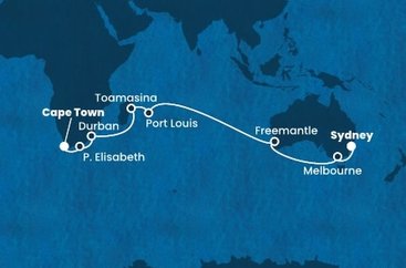 Austrálie, Mauricius, Madagaskar, Jihoafrická republika ze Sydney na lodi Costa Deliziosa