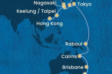 Austrálie, Papua Nová Guinea, Japonsko, Jižní Korea, Tchaj-wan, Čína ze Sydney na lodi Costa Deliziosa