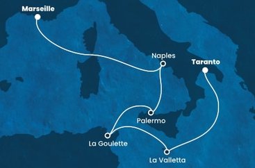 Itálie, Malta, Tunisko, Francie na lodi Costa Fascinosa