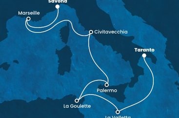 Itálie, Malta, Tunisko, Francie na lodi Costa Fascinosa