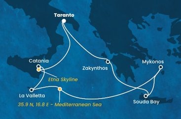 Itálie, Řecko, , Malta na lodi Costa Fascinosa
