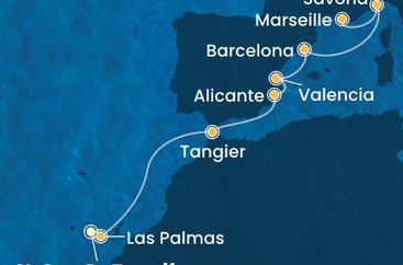 Španělsko, Maroko, Itálie, Francie z Tenerife na lodi Costa Toscana