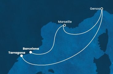 Španělsko, Itálie, Francie z Tarragony na lodi Costa Fascinosa