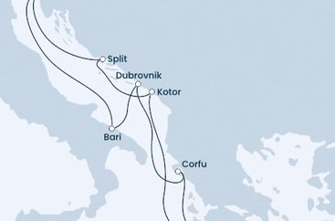 Itálie, Chorvatsko, Černá Hora, Řecko na lodi Costa Deliziosa