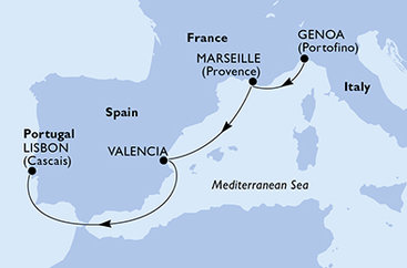 Itálie, Francie, Španělsko, Portugalsko z Janova na lodi MSC Divina