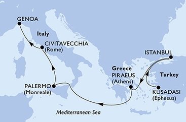 Turecko, Řecko, Itálie z Kusadasi  na lodi MSC Poesia