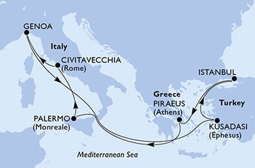 Turecko, Řecko, Itálie z Kusadasi  na lodi MSC Poesia