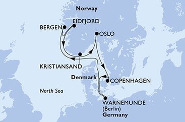 Německo, Norsko, Dánsko z Warnemünde na lodi MSC Poesia