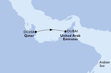 Katar, Spojené arabské emiráty z Dohy na lodi MSC World Europa