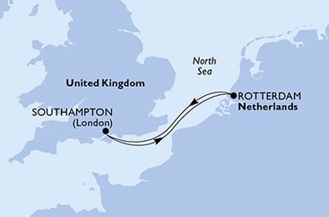 Velká Británie, Nizozemsko ze Southamptonu na lodi MSC Virtuosa