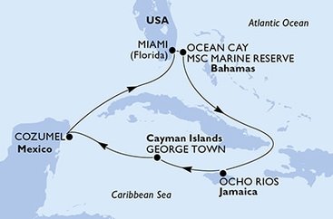 USA, Bahamy, Jamajka, Kajmanské ostrovy, Mexiko z Miami na lodi MSC Seascape