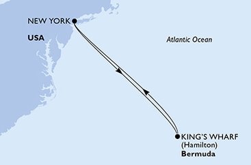 USA, Bermudy z New Yorku na lodi MSC Meraviglia