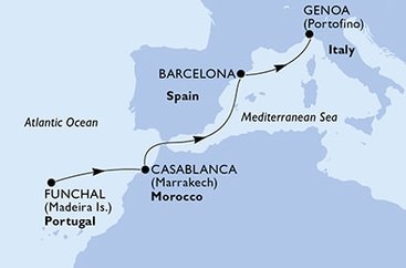 Portugalsko, Maroko, Španělsko, Itálie z Funchalu na lodi MSC Divina