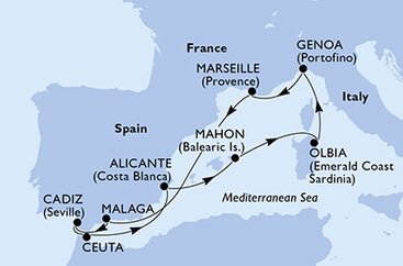 Francie, Španělsko, Itálie z Marseille na lodi MSC Orchestra