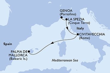 Itálie, Španělsko z Janova na lodi MSC Seaview