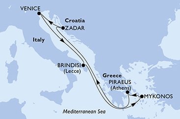Itálie, Řecko, Chorvatsko z Brindisi na lodi MSC Sinfonia