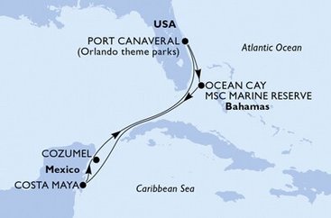 USA, Bahamy, Mexiko z Port Canaveralu na lodi MSC Seaside