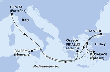 Itálie, Turecko, Řecko z Janova na lodi MSC Poesia