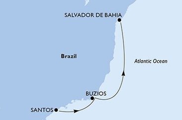 Brazílie ze Santosu na lodi MSC Seashore