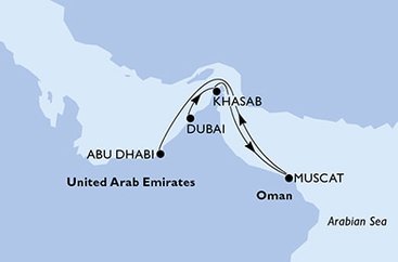 Spojené arabské emiráty, Omán z Dubaje na lodi MSC Opera