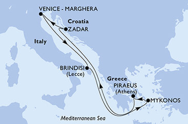 Itálie, Řecko, Chorvatsko z Benátek na lodi MSC Sinfonia