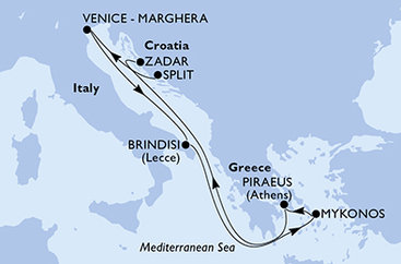 Chorvatsko, Itálie, Řecko ze Splitu na lodi MSC Sinfonia
