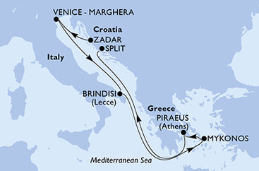 Chorvatsko, Itálie, Řecko ze Zadaru na lodi MSC Sinfonia