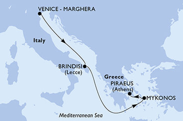 Itálie, Řecko z Benátek na lodi MSC Sinfonia