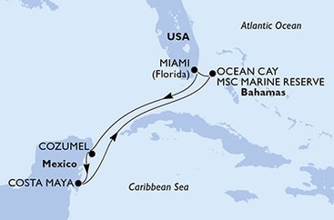 USA, Mexiko, Bahamy z Miami na lodi MSC Seascape