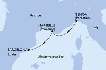 Itálie, Francie, Španělsko z Janova na lodi MSC Seashore