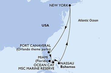 USA - Východní pobřeží, USA, Bahamy z New Yorku na lodi MSC Meraviglia