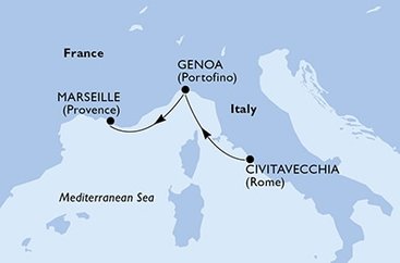 Itálie, Francie z Civitavecchia na lodi MSC Poesia