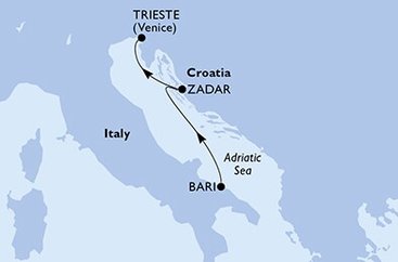 Itálie, Chorvatsko z Bari na lodi MSC Splendida