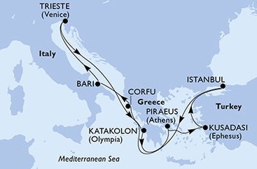 Turecko, Řecko, Itálie z Istanbulu na lodi MSC Splendida