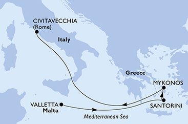 Malta, Řecko, Itálie z Valletty na lodi MSC Divina