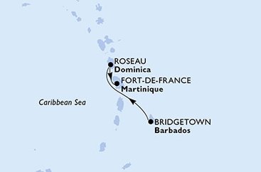 Barbados, Dominika, Martinik z Bridgetownu na lodi MSC Seaside
