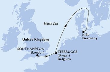 Velká Británie, Belgie, Německo ze Southamptonu na lodi MSC Euribia