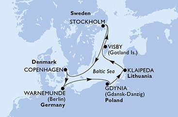 Dánsko, Německo, Polsko, Litva, Švédsko z Kodaně na lodi MSC Poesia
