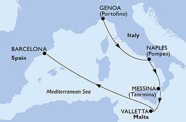 Itálie, Malta, Španělsko z Janova na lodi MSC World Europa