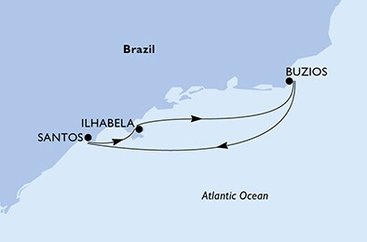 Brazílie ze Santosu na lodi MSC Preziosa