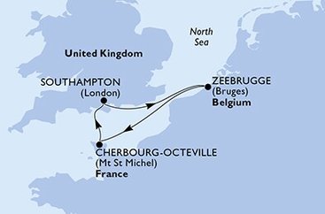 Velká Británie, Belgie, Francie ze Southamptonu na lodi MSC Virtuosa