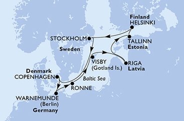 Dánsko, Německo, Švédsko, Lotyšsko, Estonsko, Finsko z Kodaně na lodi MSC Poesia