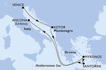 Itálie, Černá Hora, Řecko z Benátek na lodi MSC Lirica