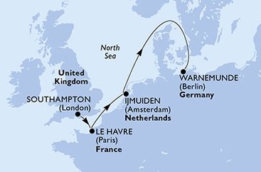 Velká Británie, Francie, Nizozemsko, Německo ze Southamptonu na lodi MSC Poesia