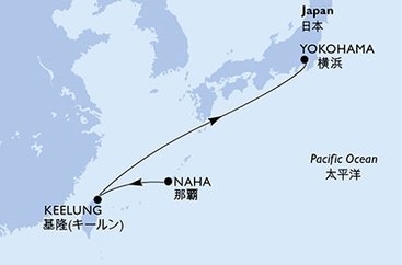 Japonsko, Tchaj-wan z Naha na lodi MSC Bellissima